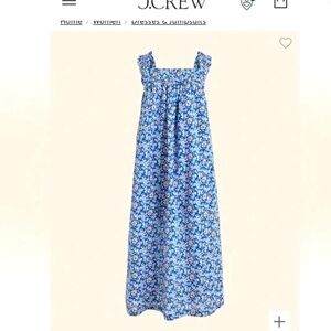 JCrew Cotton voile ruffle-trim shift dress in cobalt floral